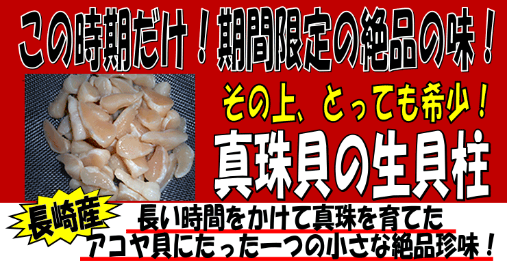 長崎県産　真珠貝（アコヤ貝）生貝柱